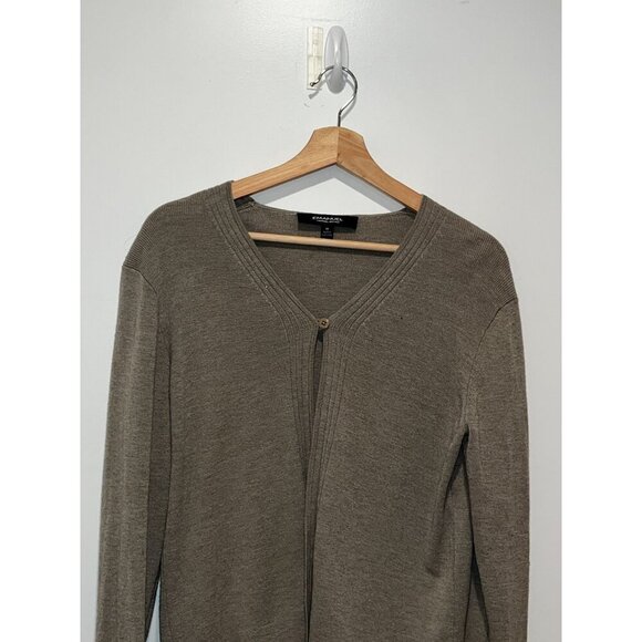 Emanuel Ungaro Beige Cardigan V-Neck Long Sleeve Lightweight Knit Women's Sweate - Picture 2 of 7